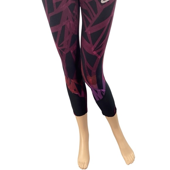Nike Dri-FIT Printed Black Multicolor Geometric Crop Leggings Size S - Picture 3 of 7